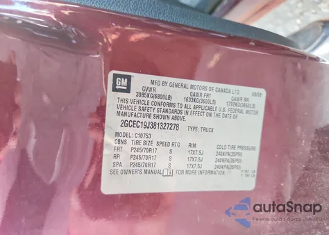 2008 Chevrolet Silverado C1500 from USA, damaged, VIN 2GCEC19J381327278